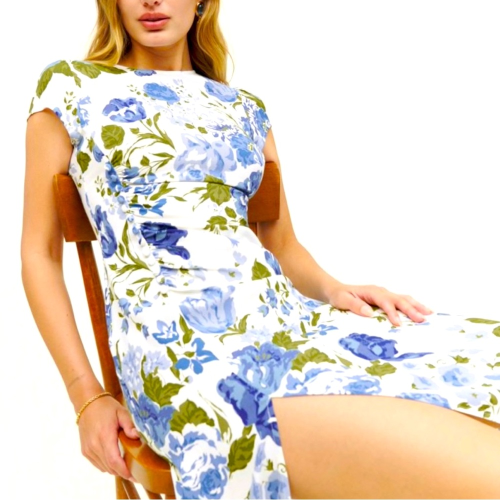 Reformation Fraiser Dress Lucca Blue/ White
